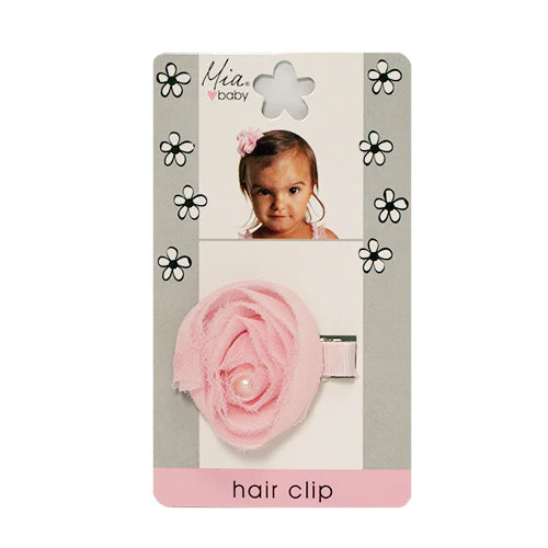 Mia Girl - Chiffon Rosette Clip "Light Pink" 2PCs