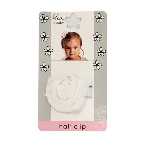 Mia Girl - Chiffon Rosette Clip "White" 2PCs