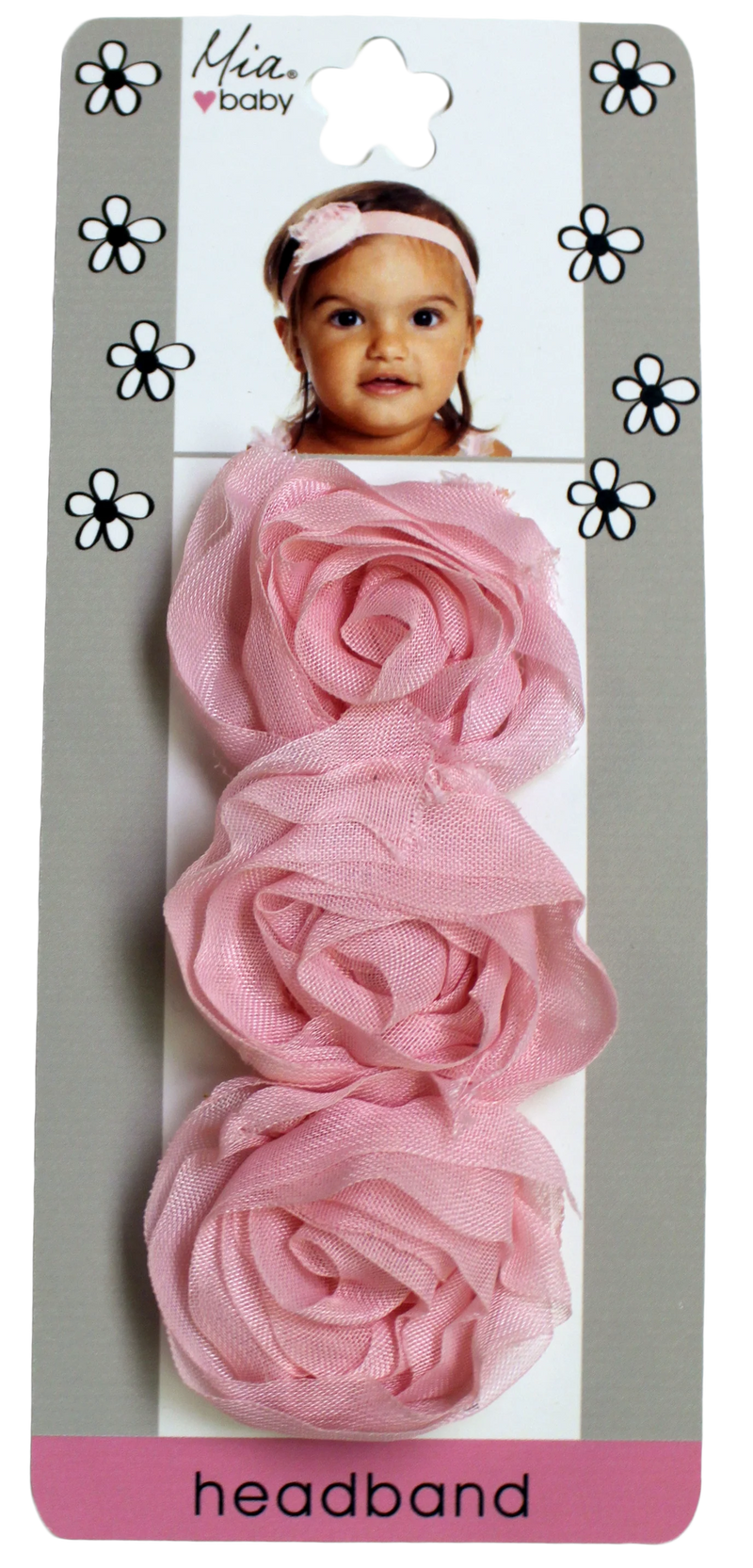 Mia Baby - Organza Rosette Headband 1PC "Light Pink"