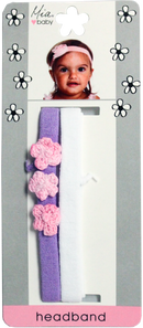 Mia Girl - Terrycloth Headband + Crocheted Flowers "Purple/Light Pink + White" 2PCs
