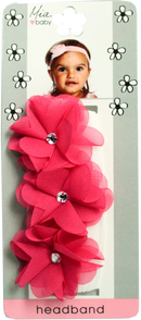 Mia Baby -Chiffon Flower Headband 1PC "White + Hot Pink"