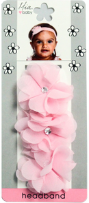 Mia Baby -Chiffon Flower Headband 1PC "White + Light Pink"
