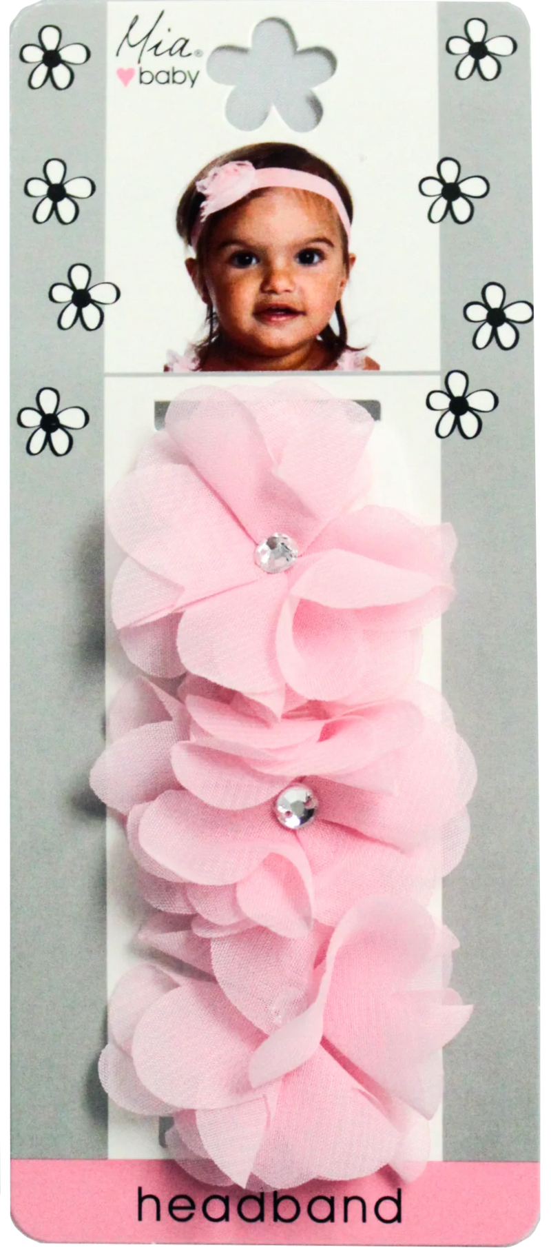 Mia Baby -Chiffon Flower Headband 1PC "White + Light Pink"