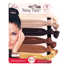 Mia Beauty - 2in1 Tony Ties® Solids Ponytailer Bracelet "Cream, Champagne, Chocolate, Brown, Bronze, Gold" 6PCs
