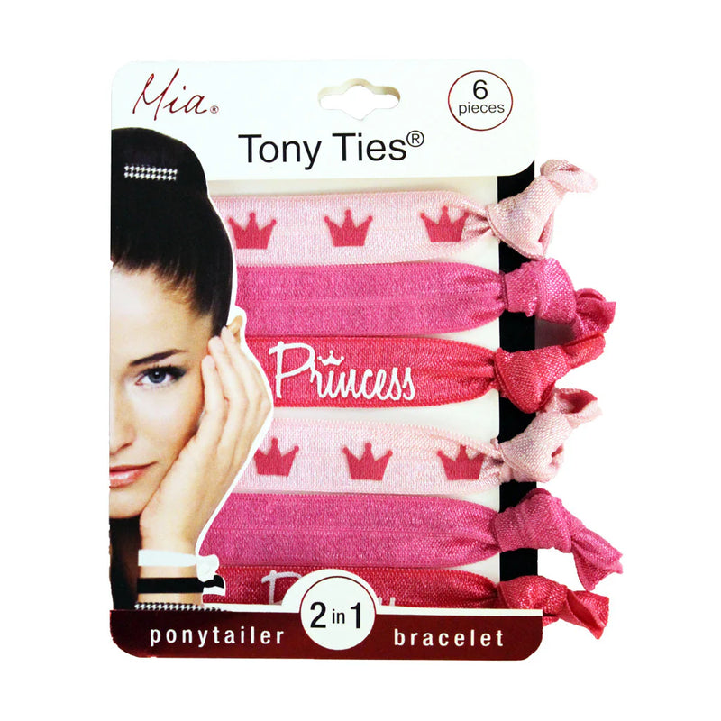 Mia Beauty - 2in1 Tony Ties® Ponytailer Bracelet "Light Pink, Blush "Princess", Hot Pink" 6PCs