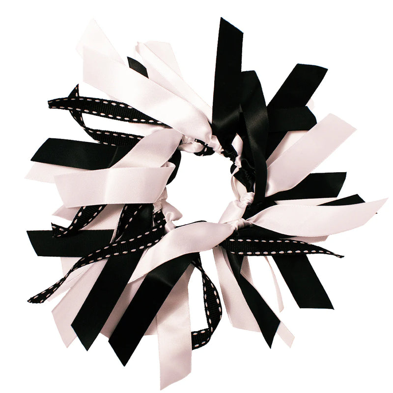 Mia Spirit - Ribbon Cluster Ponytailer "Black/White" 1PC