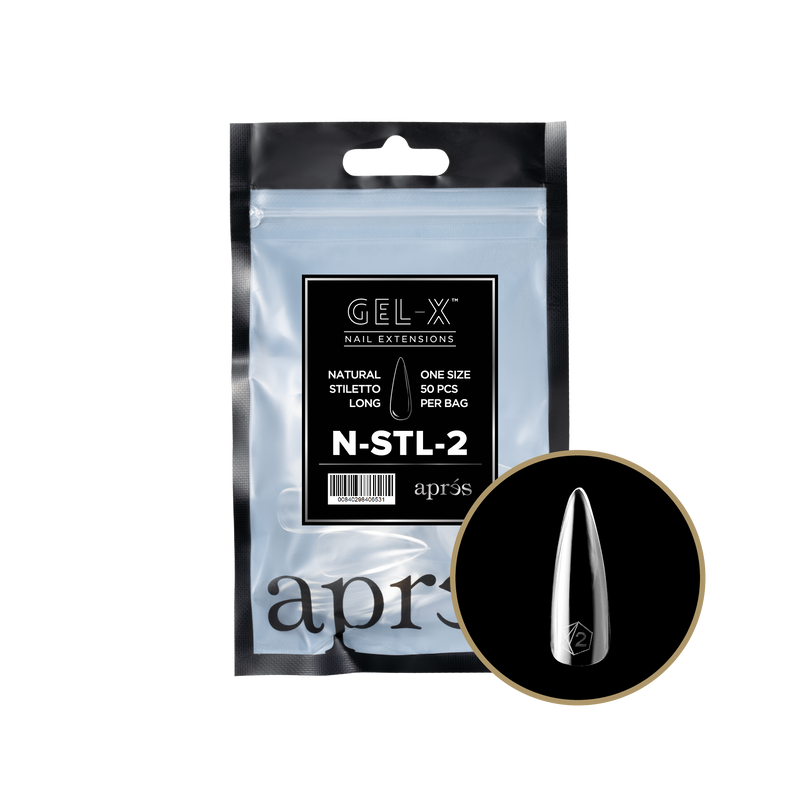 Apres Gel-X Natural Stiletto Long Refill (50pcs) - Size 2
