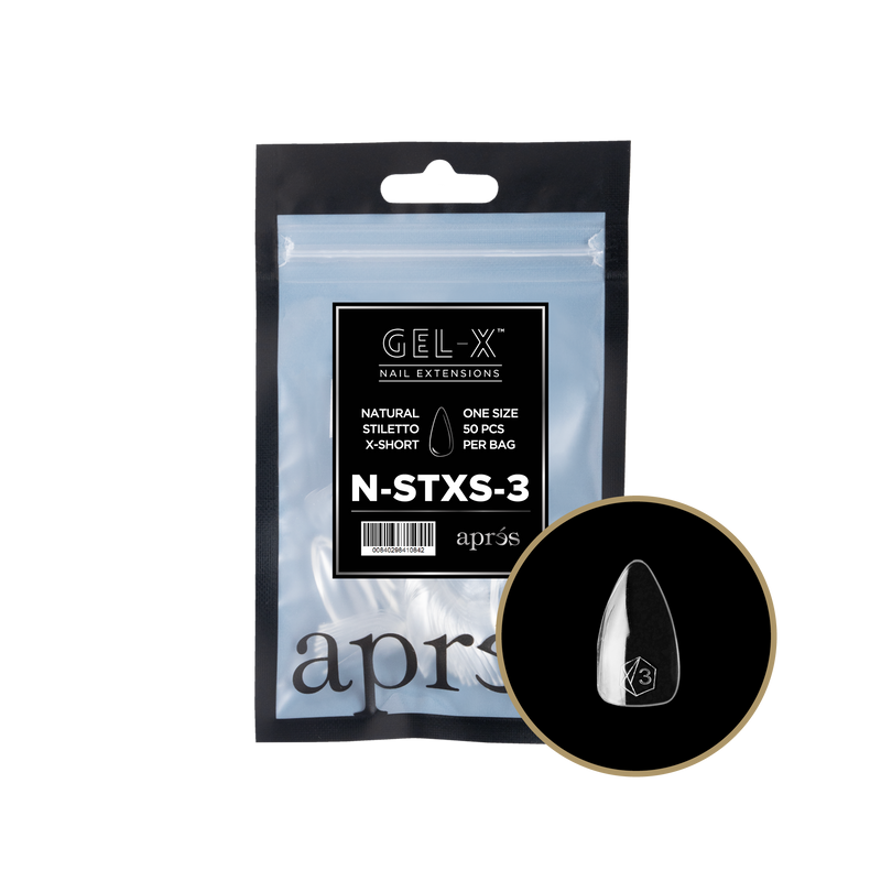 Apres Gel-X Natural Stiletto Extra Short Refill (50pcs) - Size 3