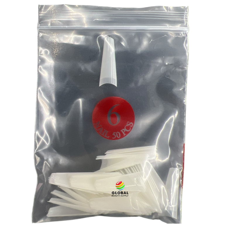 Coffin Ballerina (Straight Short) Nail Tips (NATURAL) 50ct/bag (red label)