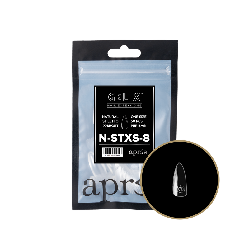 Apres Gel-X Natural Stiletto Extra Short Refill (50pcs) - Size 8