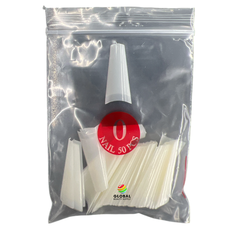 Coffin Ballerina (Straight Short) Nail Tips (NATURAL) 50ct/bag (red label)