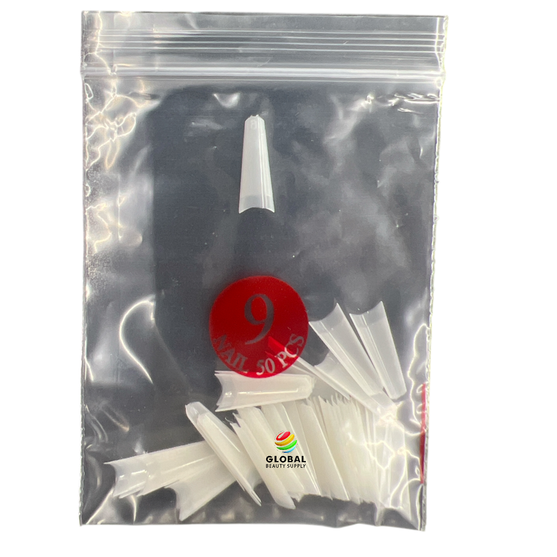 Coffin Ballerina (Straight Short) Nail Tips (NATURAL) 50ct/bag (red label)