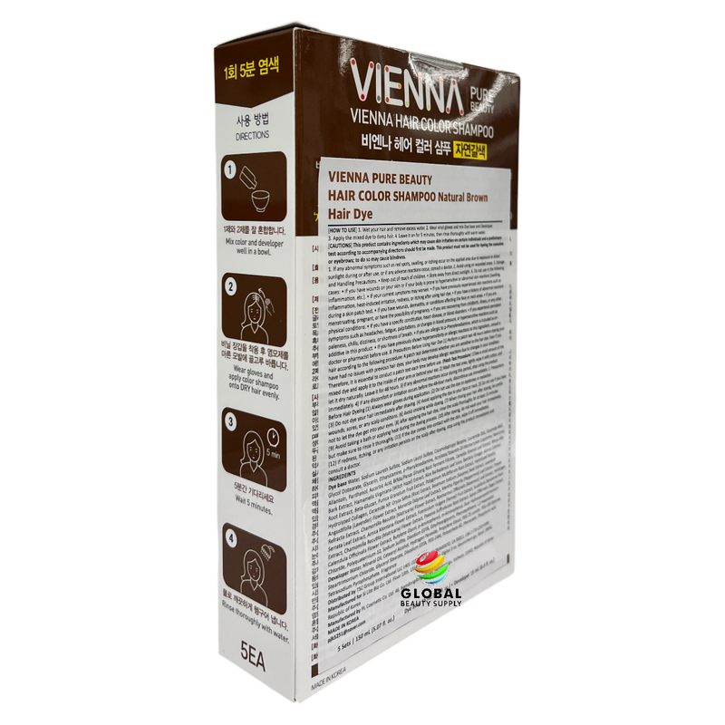 Vienna - Hair Dye Cover Gray Shampoo (5 Applications) - Natural Brown