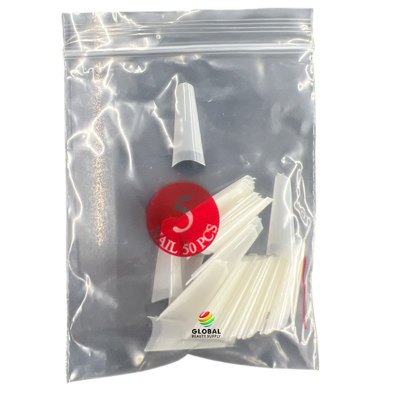 Coffin Ballerina (Straight Short) Nail Tips (NATURAL) 50ct/bag (red label)
