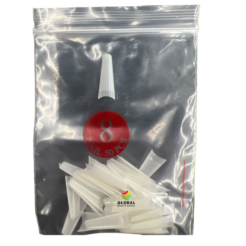 Coffin Ballerina (Straight Short) Nail Tips (NATURAL) 50ct/bag (red label)