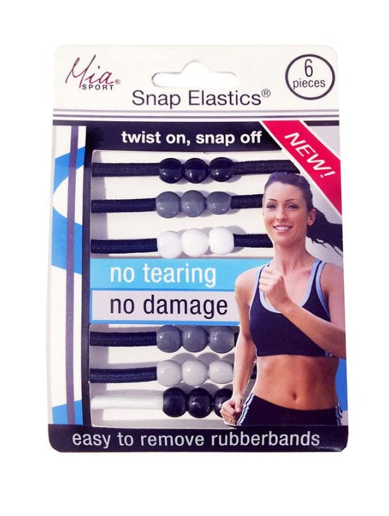 Mia Sport- Snap Elastics® "Black, Gray, White" 6PCs