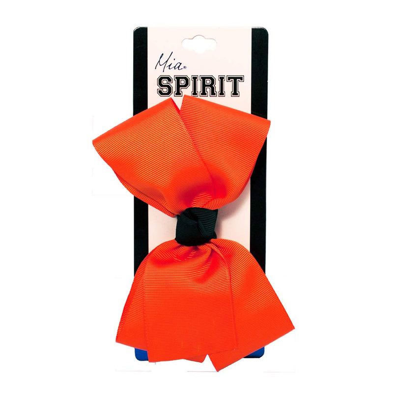 Mia Spirit - Large Grosgrain Bow Barrette "Orange & Black"