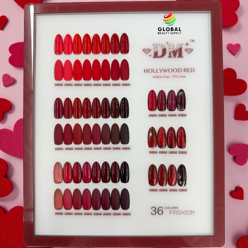 DM Gel Polish - Hollywood Red Collection Complete Set #01- #36 with Display HEMA/TPO FREE