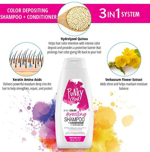 Punky Colour - 3-in-1 Color Depositing Shampoo + Conditioner "Pinktabulous"