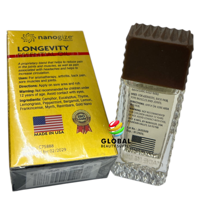 Nanogize Health Longevity Essential Oil (Medicated Oil) 21mL/0.71fl oz. (Dầu Vàng Nano 21mL)