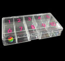 Nail Tip Box Small - Clear Empty (Box with 10 Compartments)