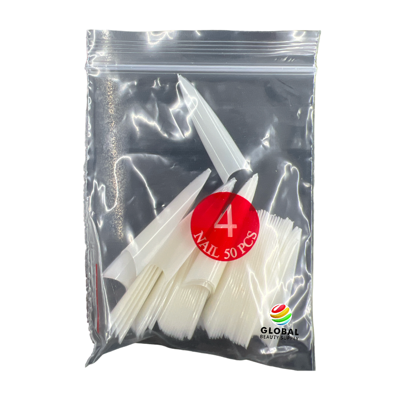 Stiletto NATURAL Straight Nail Tips 50ct/bag  (red label)