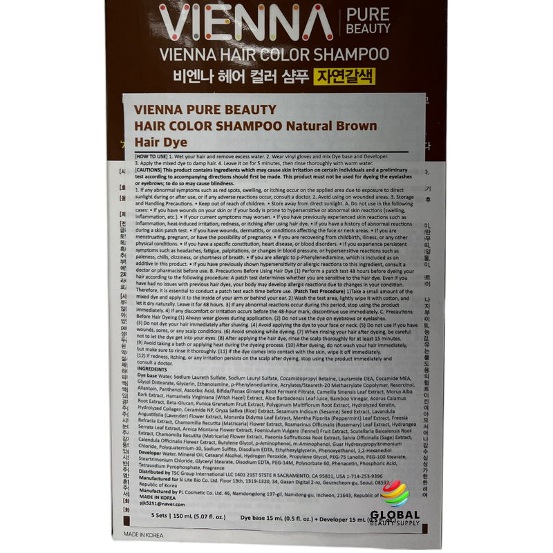 Vienna - Hair Dye Cover Gray Shampoo (5 Applications) - Natural Brown