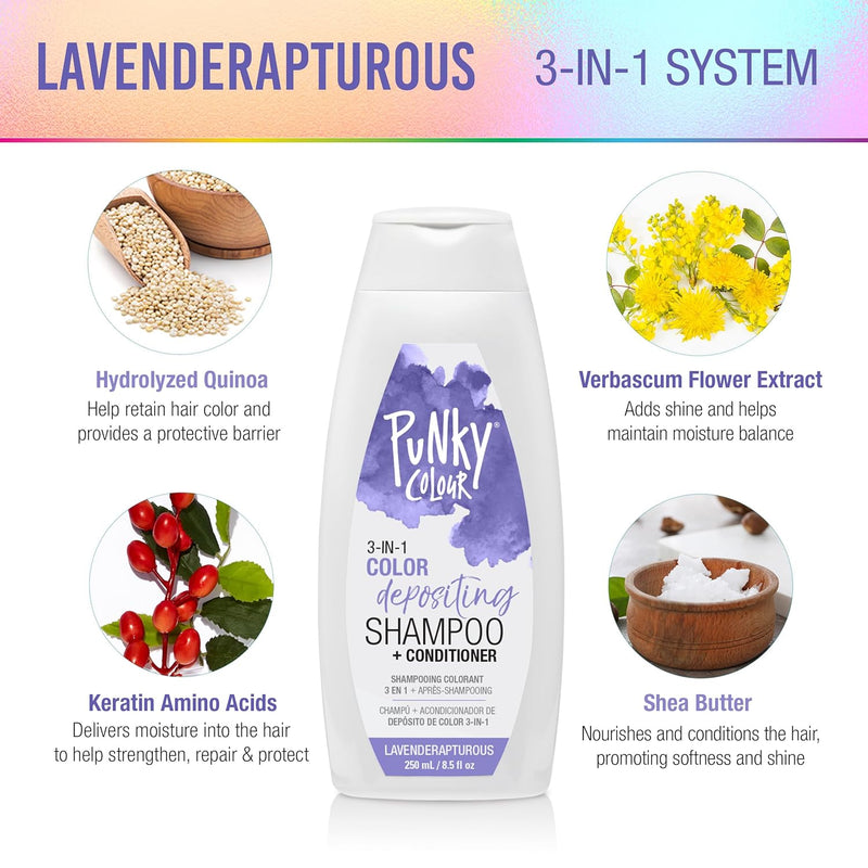 Punky Colour - 3-in-1 Color Depositing Shampoo + Conditioner "Lavenderapturous"