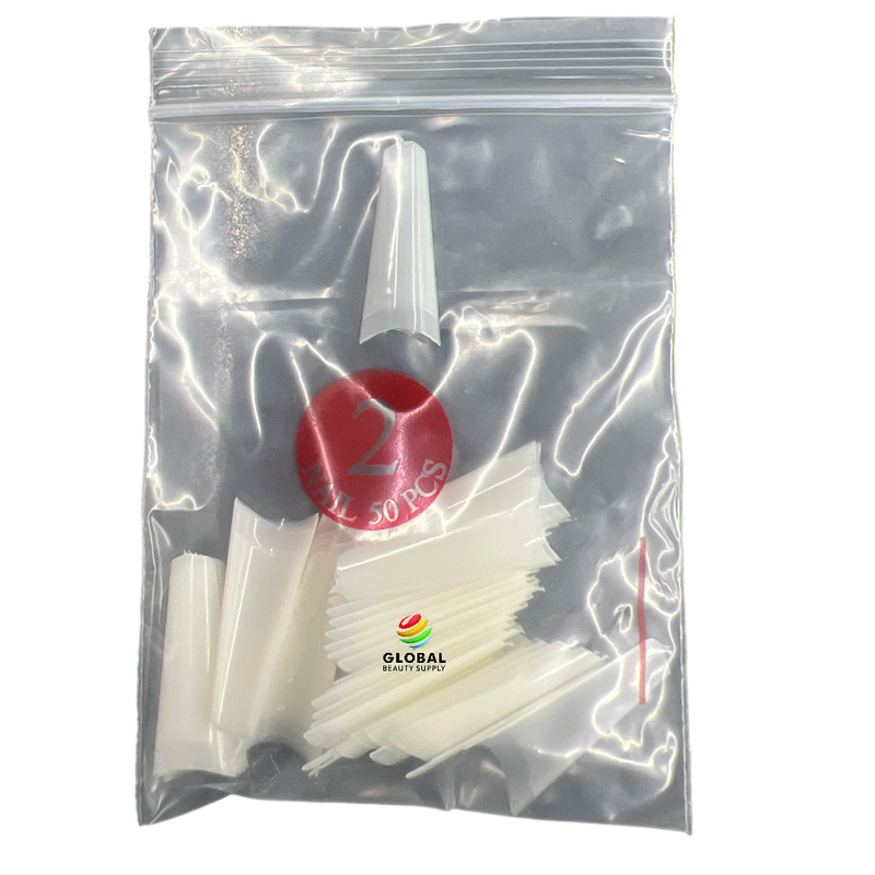 Coffin Ballerina (Straight Short) Nail Tips (NATURAL) 50ct/bag (red label)