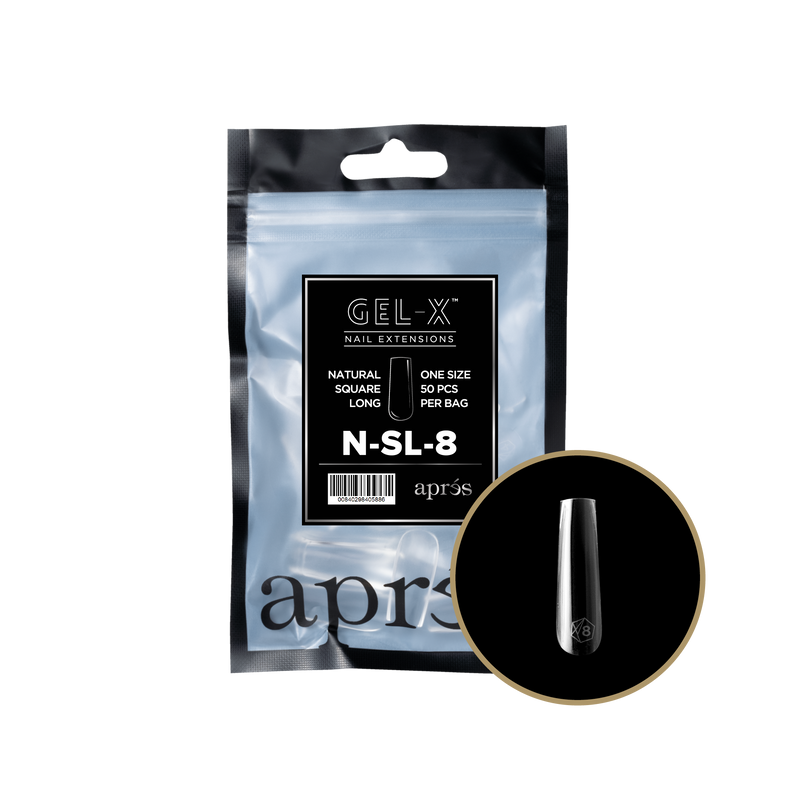 Apres Gel-X Natural Square Long Refill (50pcs) - Size 8