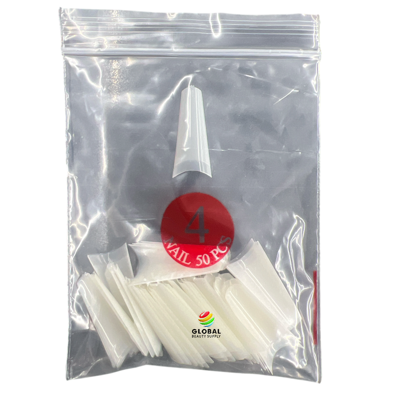 Coffin Ballerina (Straight Short) Nail Tips (NATURAL) 50ct/bag (red label)
