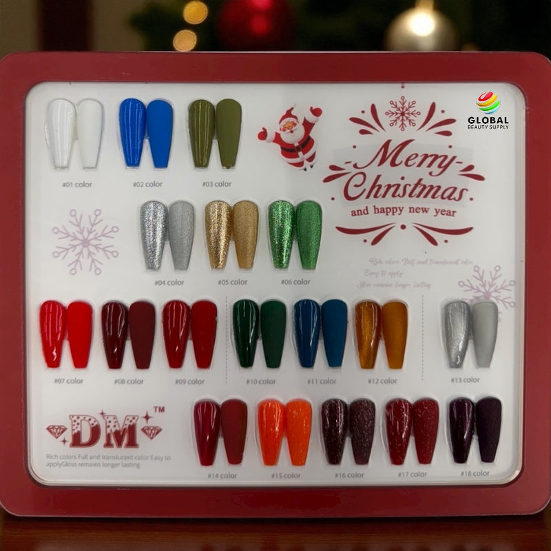DM Gel Polish - Merry Christmas Collection Complete Set #01- #18 with Display HEMA/TPO FREE