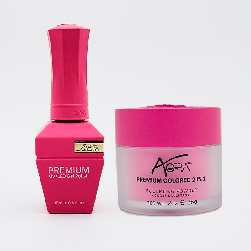 Aora Premium Colored Gel + 2 in 1 Acrylic/Dip Powder 2 oz - Hottest Pink