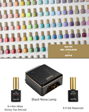 Apres - HEMA/TPO Free Gel Couleur .5 oz - Whole Collection (200 Colors) + Free 6 Sets (Base & Top) & Black Nova Lamp