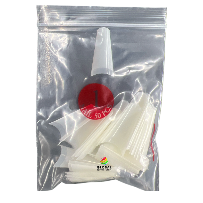 Coffin Ballerina (Straight Short) Nail Tips (NATURAL) 50ct/bag (red label)