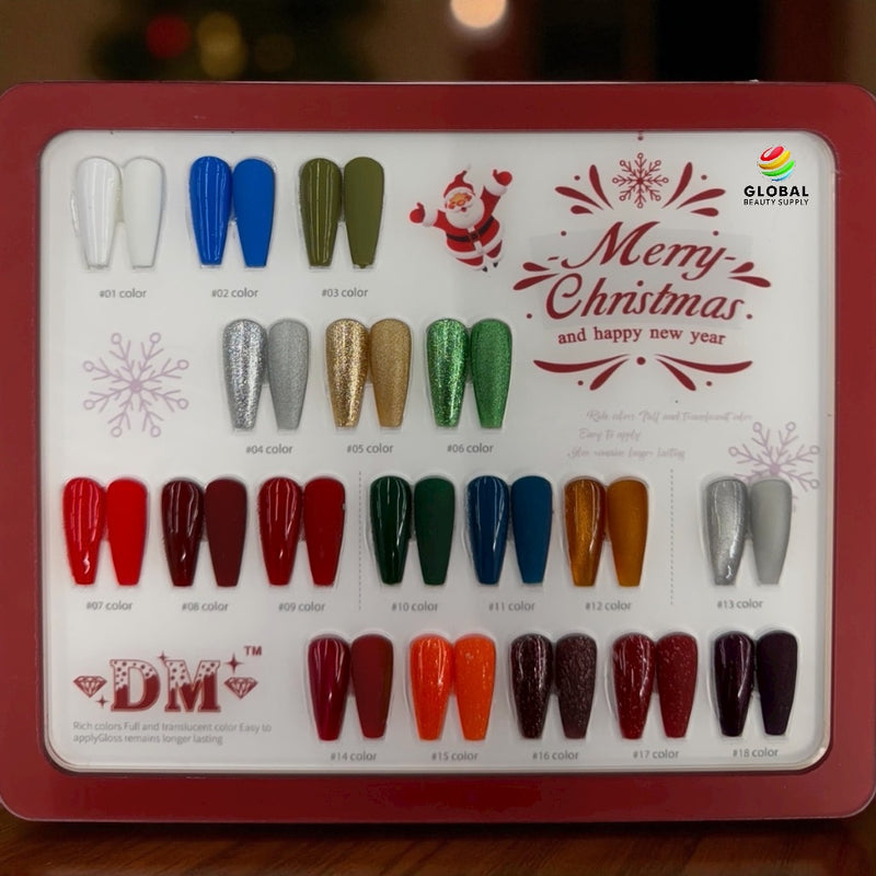 DM Gel Polish - Merry Christmas Collection Complete Set #01- #18 with Display HEMA/TPO FREE