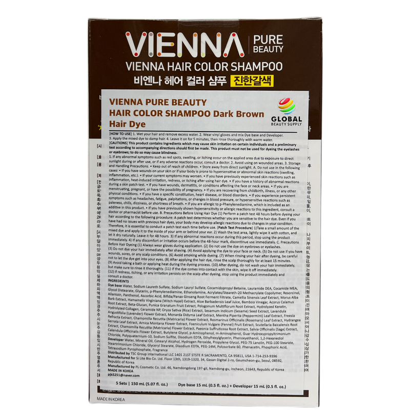 Vienna - Hair Dye Cover Gray Shampoo (5 Applications) - Dark Brown