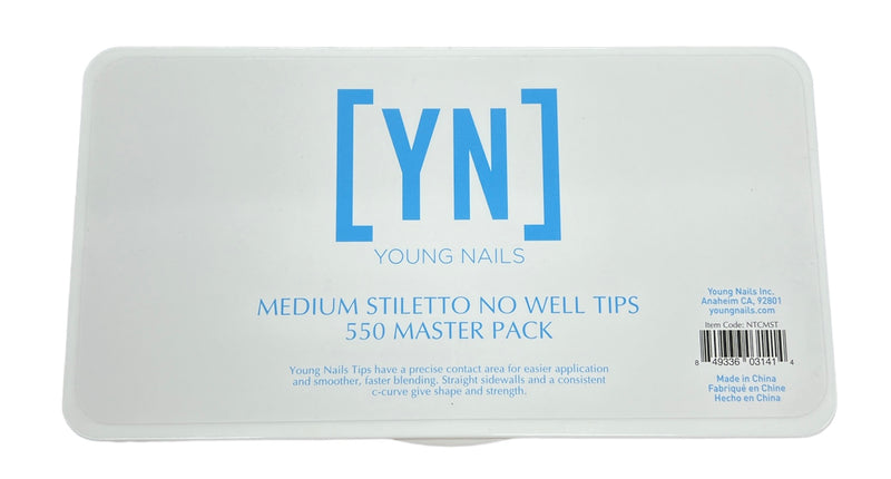 YN - Young Nails Medium Stiletto No Well Tips 550 Master Pack