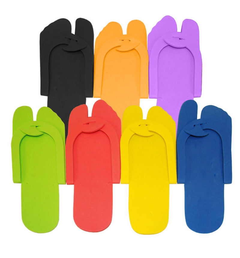 Foam Pedicure Slippers, Slip Resistant Bottom (Folding) Mixed Colors (12pairs)