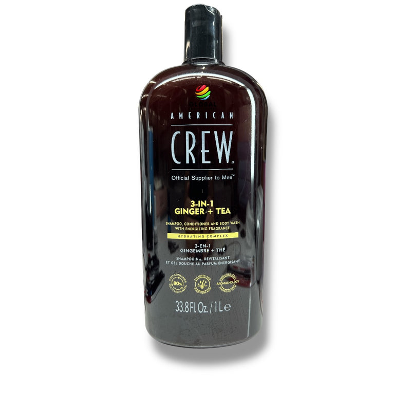 American Crew 3-IN-1 GINGER + TEA Shampoo, Conditioner And Body Wash, 33.8 Fl. Oz.