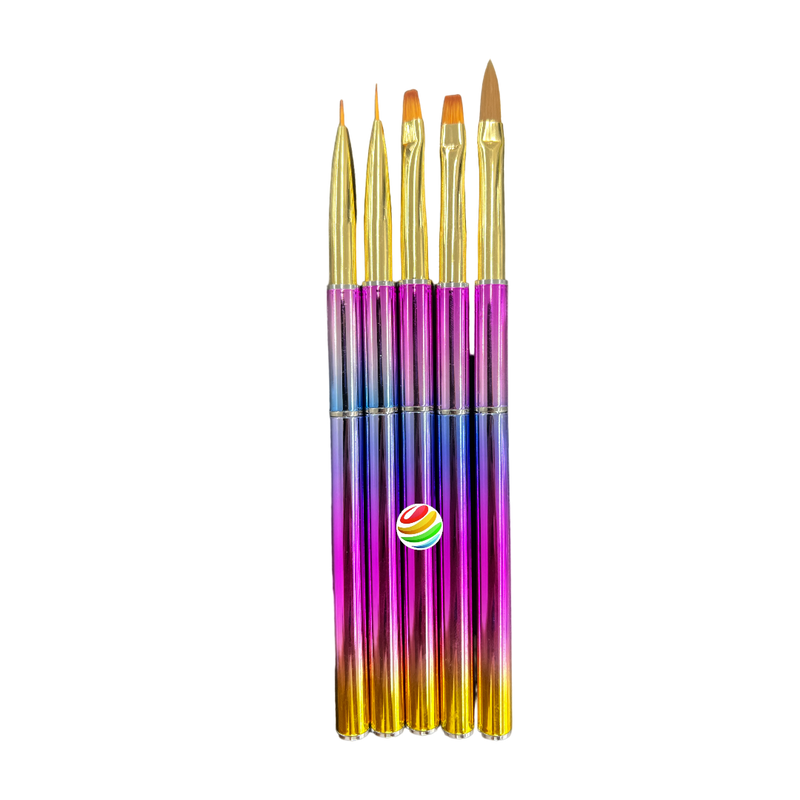 Rainbow Nail Art Brush Set 5pc