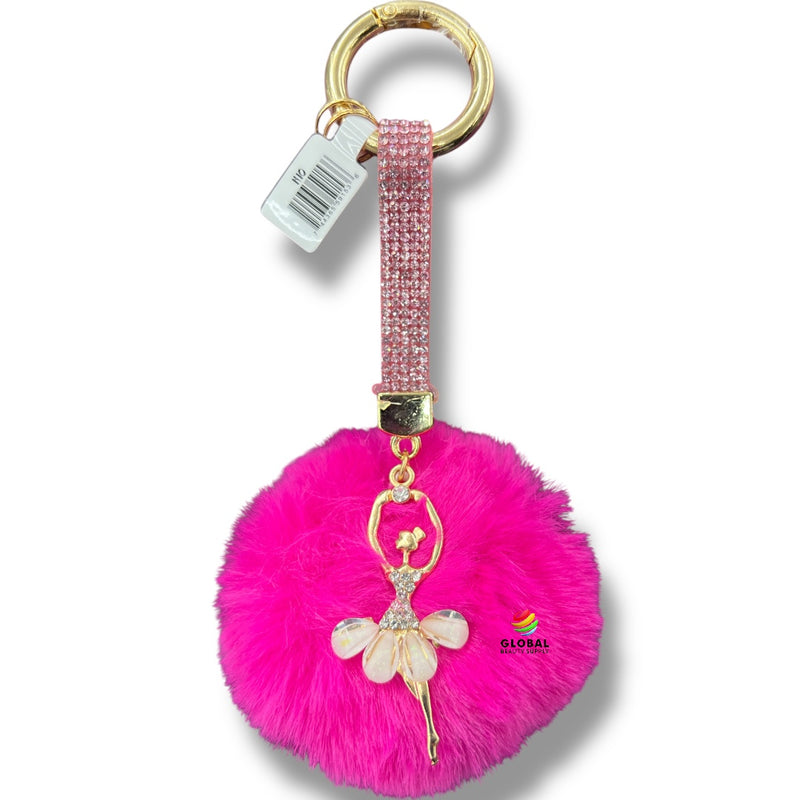 Keychain - Ballerina With Hot Pink Fur