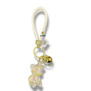 Keychain - Glossy Pearl White Rhinestone Bear