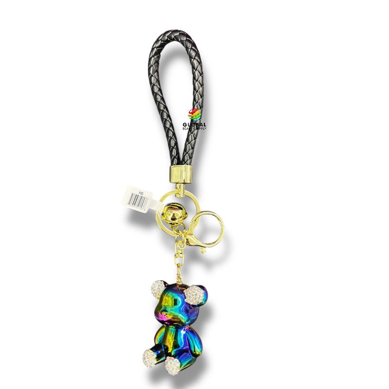 Keychain - Glossy Rainbow Rhinestone Bear