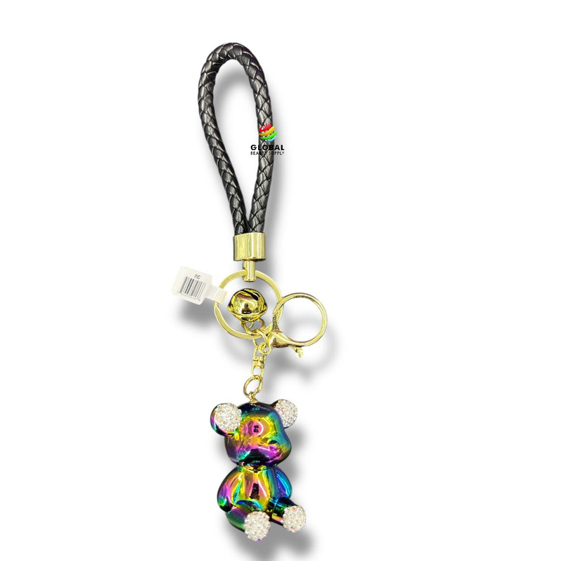 Keychain - Glossy Rainbow Rhinestone Bear