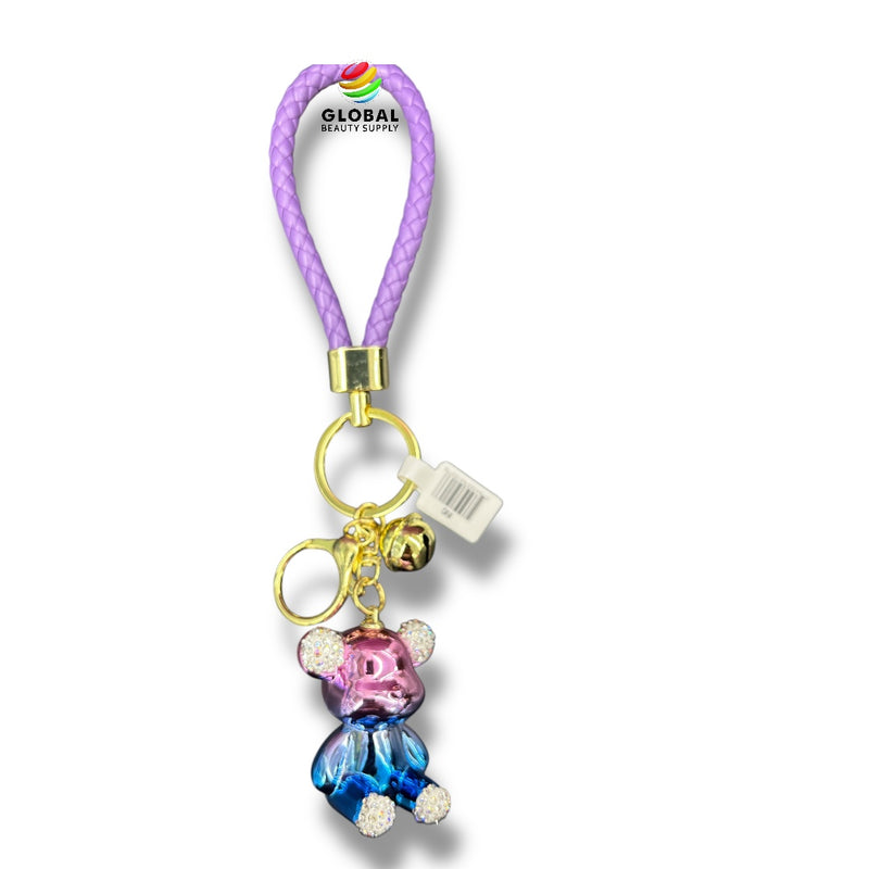 Keychain - Glossy Pink & Blue (Mermaid) Rhinestone Bear