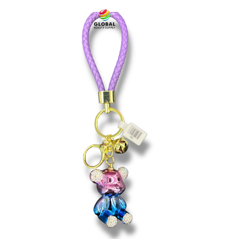 Keychain - Glossy Pink & Blue (Mermaid) Rhinestone Bear