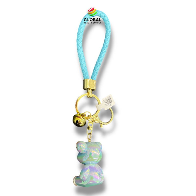Keychain - Glossy Pearl Blue Rhinestone Bear