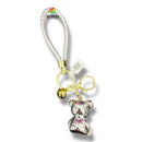 Keychain - Glossy Silver Rhinestone Bear with Heart