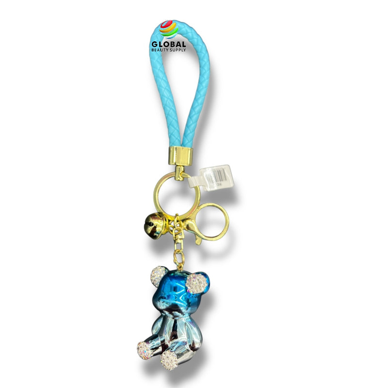 Keychain - Glossy Blue & Silver Rhinestone Bear